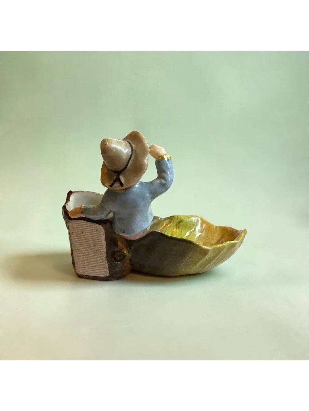 Colonial Boy Stump Leaf Match Toothpick Holder Ceramic 1236 5